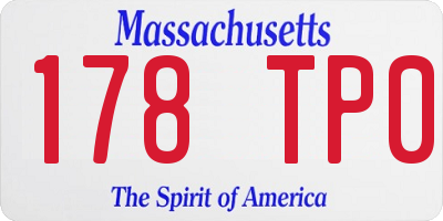 MA license plate 178TP0