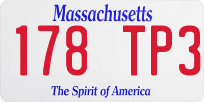 MA license plate 178TP3