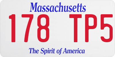 MA license plate 178TP5