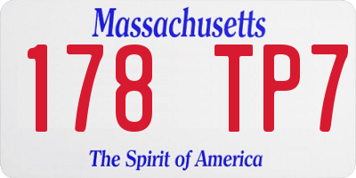 MA license plate 178TP7