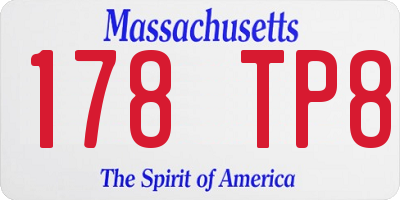 MA license plate 178TP8