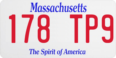 MA license plate 178TP9