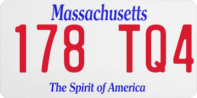 MA license plate 178TQ4