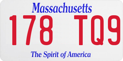 MA license plate 178TQ9