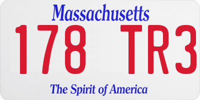 MA license plate 178TR3