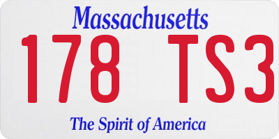 MA license plate 178TS3