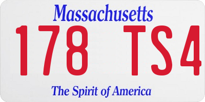 MA license plate 178TS4