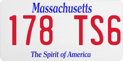 MA license plate 178TS6