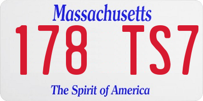 MA license plate 178TS7
