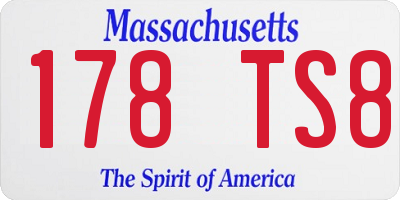MA license plate 178TS8