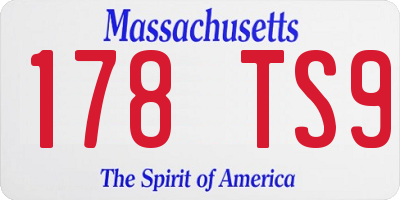 MA license plate 178TS9