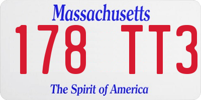MA license plate 178TT3