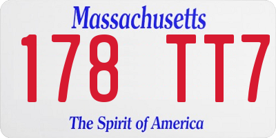 MA license plate 178TT7