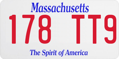MA license plate 178TT9