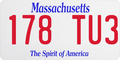 MA license plate 178TU3