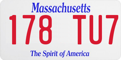 MA license plate 178TU7