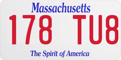 MA license plate 178TU8