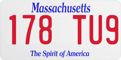 MA license plate 178TU9