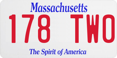 MA license plate 178TW0