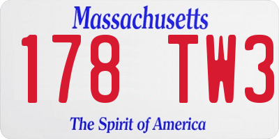 MA license plate 178TW3