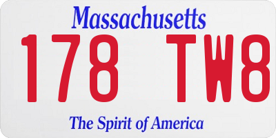 MA license plate 178TW8