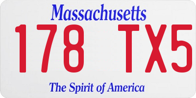 MA license plate 178TX5