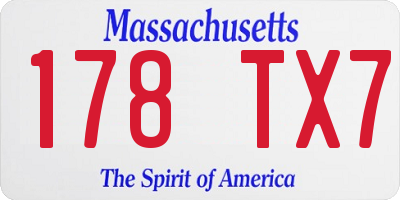 MA license plate 178TX7