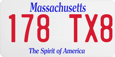 MA license plate 178TX8