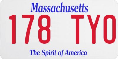 MA license plate 178TY0