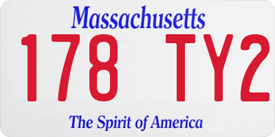 MA license plate 178TY2