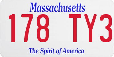 MA license plate 178TY3