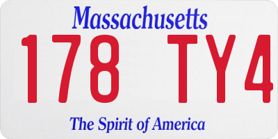 MA license plate 178TY4
