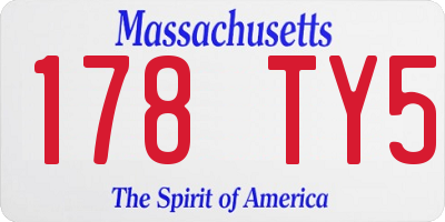 MA license plate 178TY5