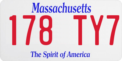 MA license plate 178TY7