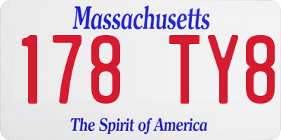 MA license plate 178TY8