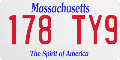 MA license plate 178TY9