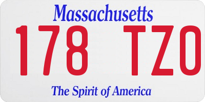 MA license plate 178TZ0