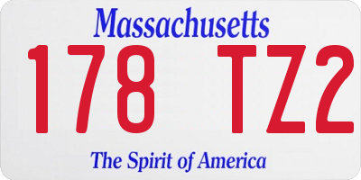 MA license plate 178TZ2