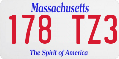 MA license plate 178TZ3