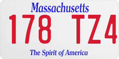 MA license plate 178TZ4
