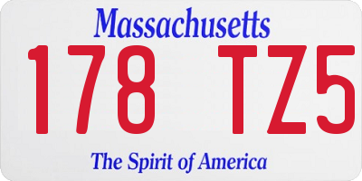 MA license plate 178TZ5