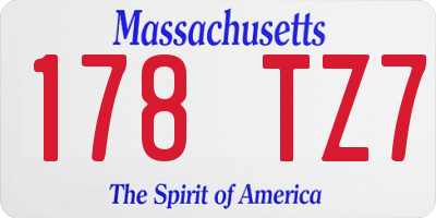 MA license plate 178TZ7
