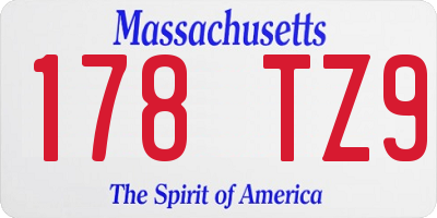 MA license plate 178TZ9