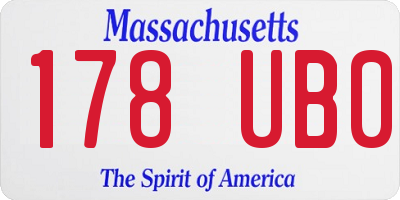 MA license plate 178UB0