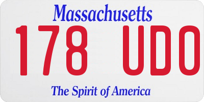 MA license plate 178UD0