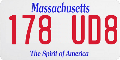 MA license plate 178UD8
