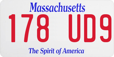 MA license plate 178UD9