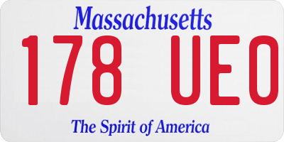 MA license plate 178UE0