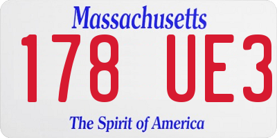 MA license plate 178UE3
