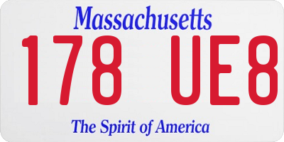 MA license plate 178UE8